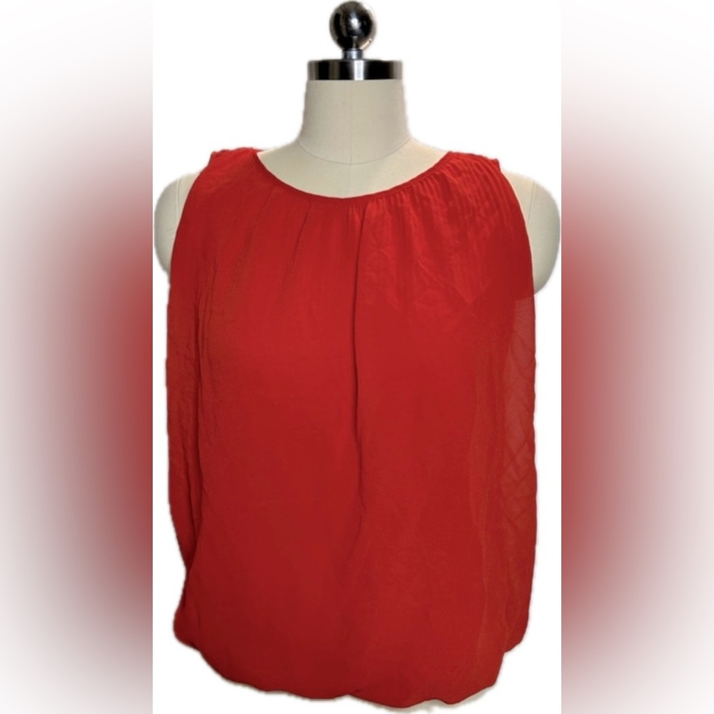 Max Studio- Red-orange tie back blouse. Small.